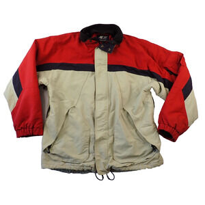 American Eagle Outfitters AE77 Performance Ski Jacket Red Tan Navy Large Vintage